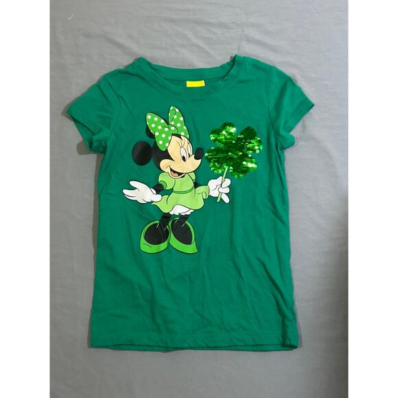 Disney Girls Green Minnie Clover T-Shirt - Size 6/6x - Picture 1 of 6